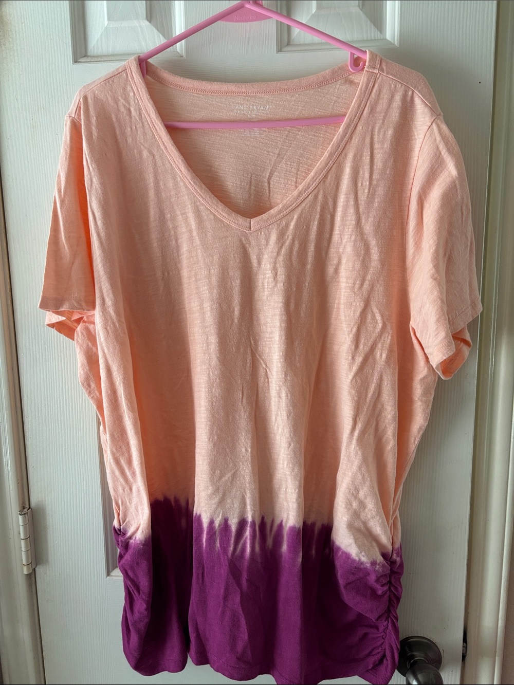 Lane Bryant Peach to Purple Dip-Dye V-Neck Tee
